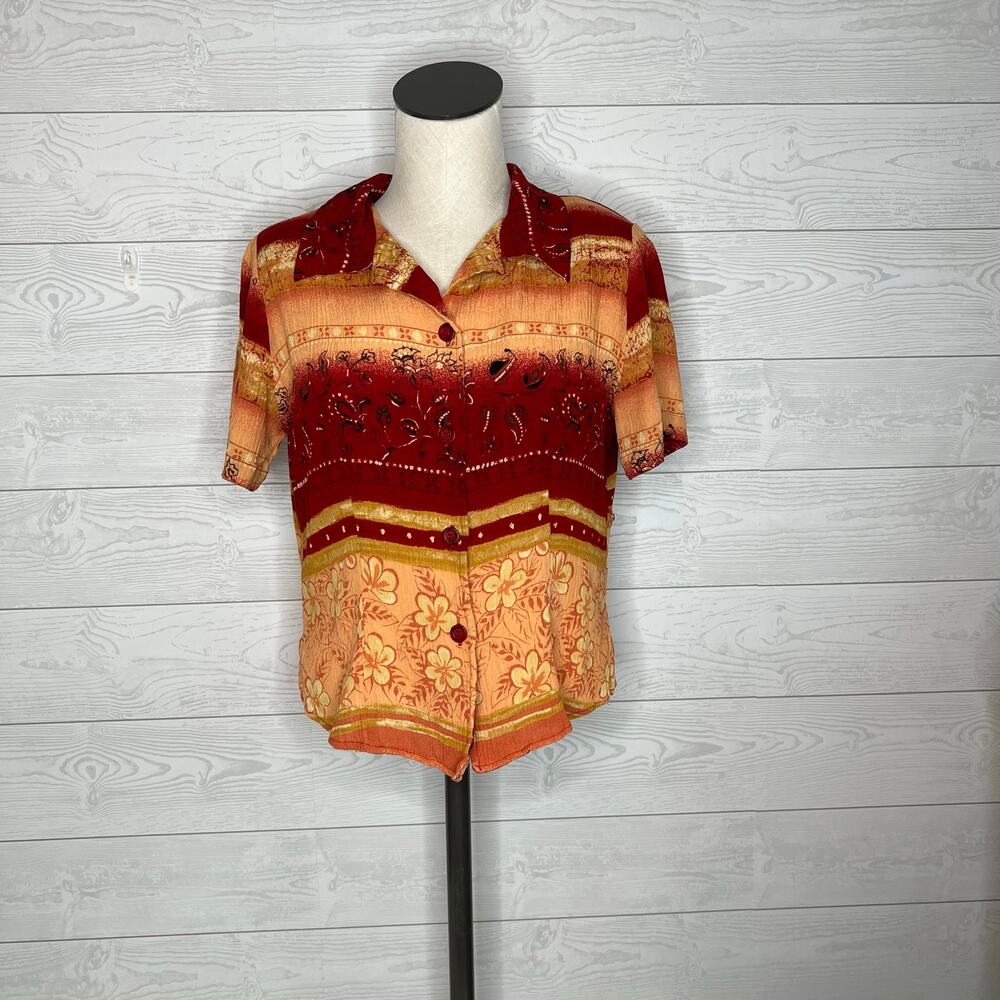 80’s White Stag  tropical button front open back top Size Medium